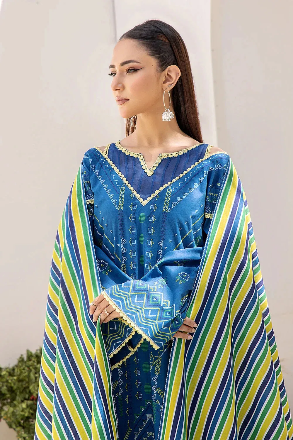 2PC Unstitched Printed Lawn Shirt and Dupatta KSD-2484