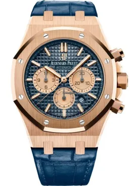 Audemars Piguet Royal Oak Chronograph Rose Gold Blue Dial Blue Leather (Reference # 26331OR.OO.D315CR.01)