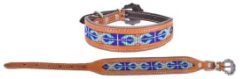 Beaded Inlay Dog Collar ~ Royal Blue