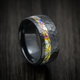 Black Titanium and Dichrolam Inlay Men's Ring Custom Made Band