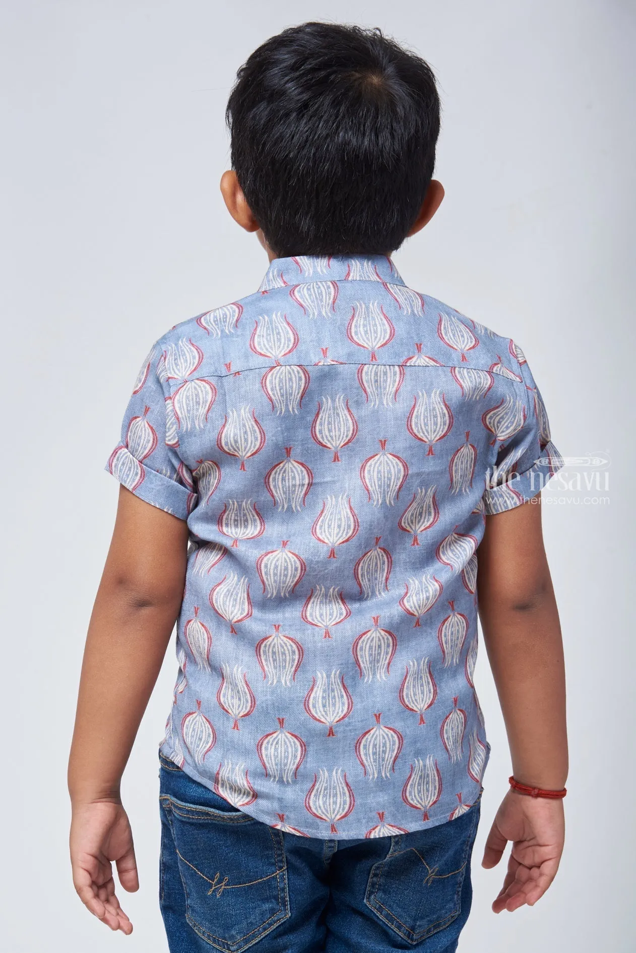 Bohemian Vibes: Ajrakh Hand Block Print Boys' Shirt for a Free-Spirited Look