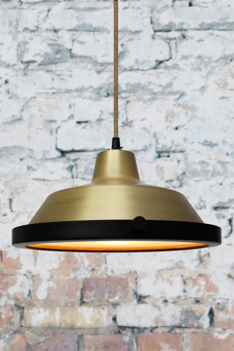 Bright Brass Factory Pendant Light