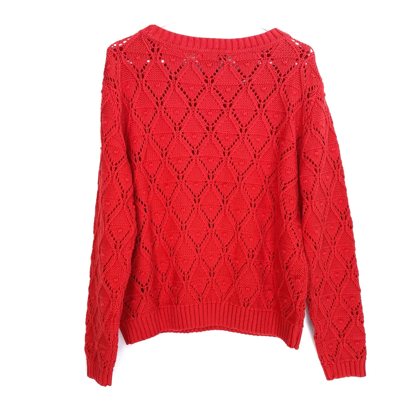 Cozy Tommy Hilfiger Red Crocheted Knitted Sweater XL - Durable, Chic