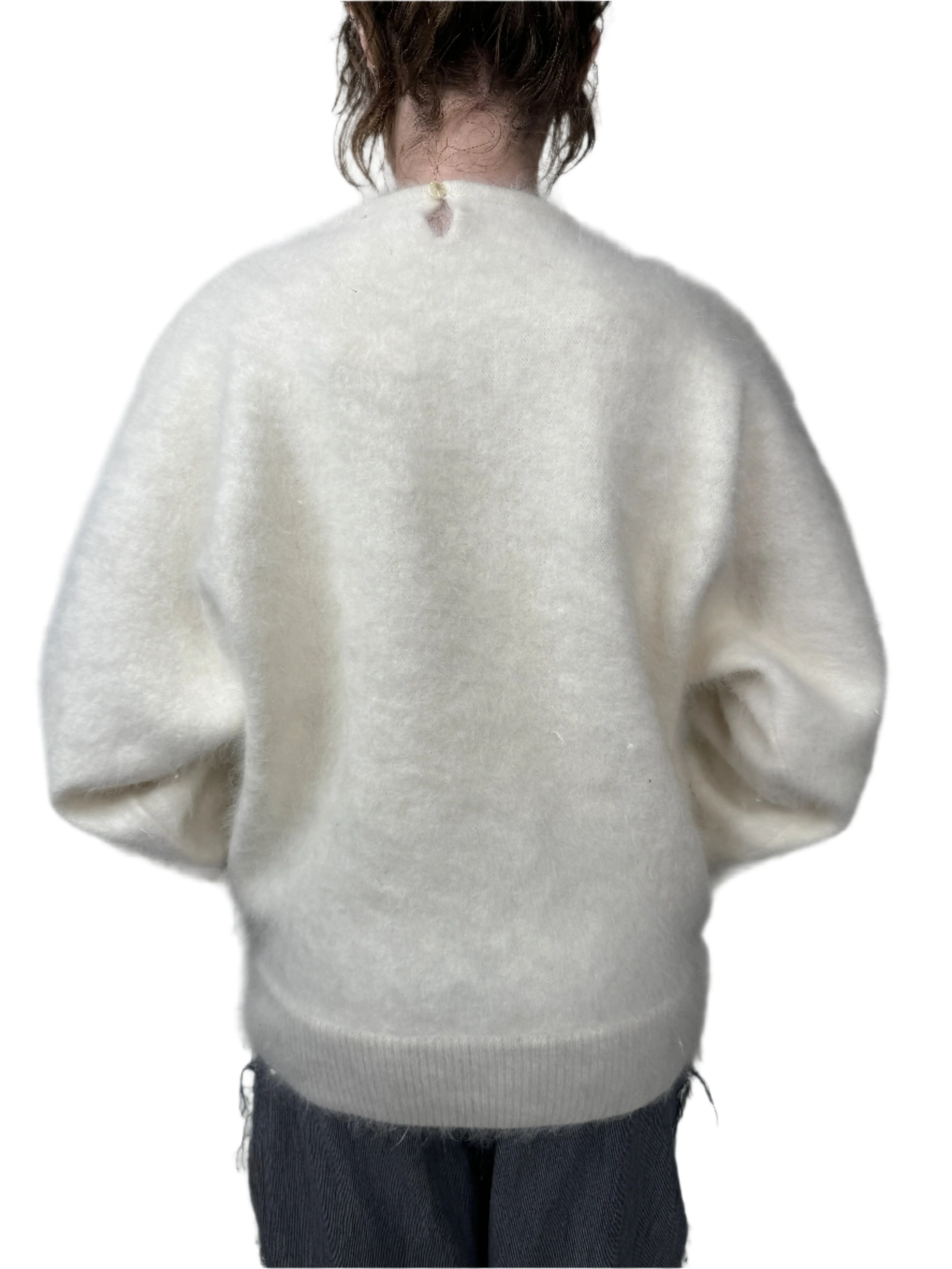 Cream Mohair Beaded Sweater 1980s