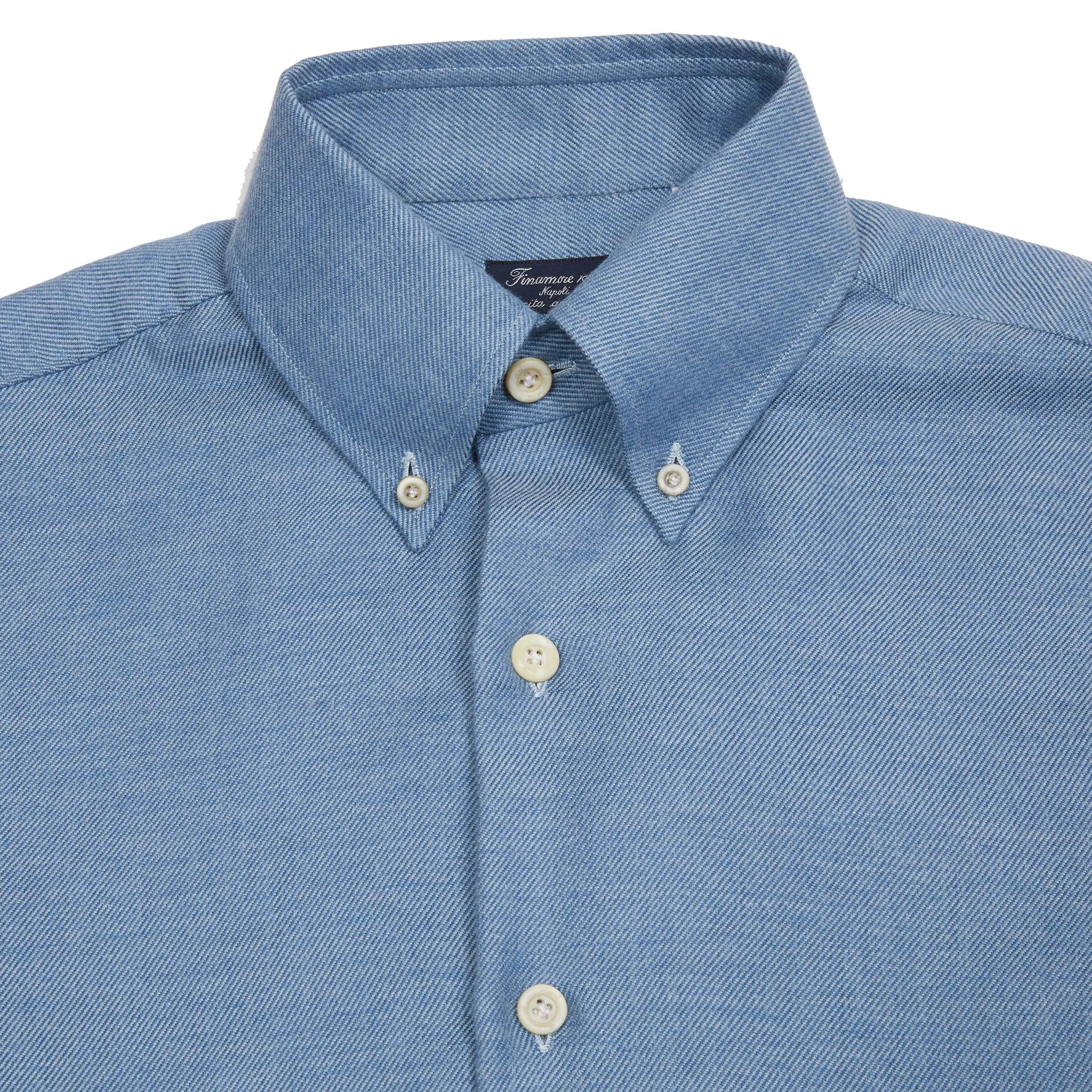 Finamore Napoli Cotton/Cashmere Shirt in Blue