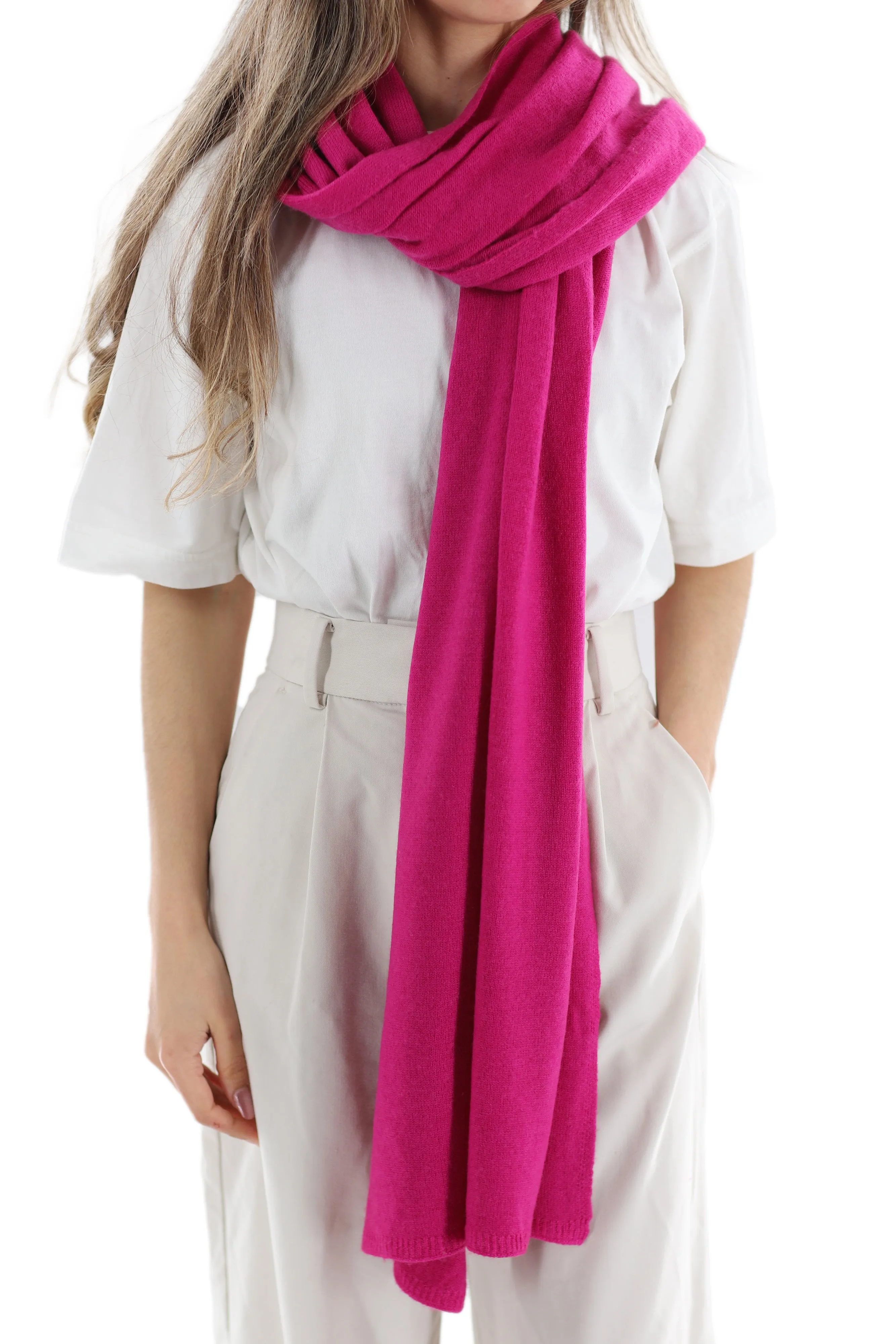 La Fiorentina SUPER SOFT Cashmere Blend Knit Shawl - Magenta