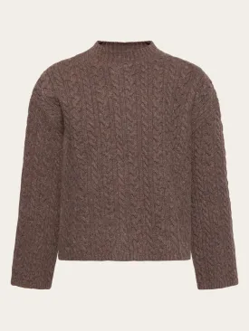 Lambswool cable crew neck - RWS - Demitasse (brown)