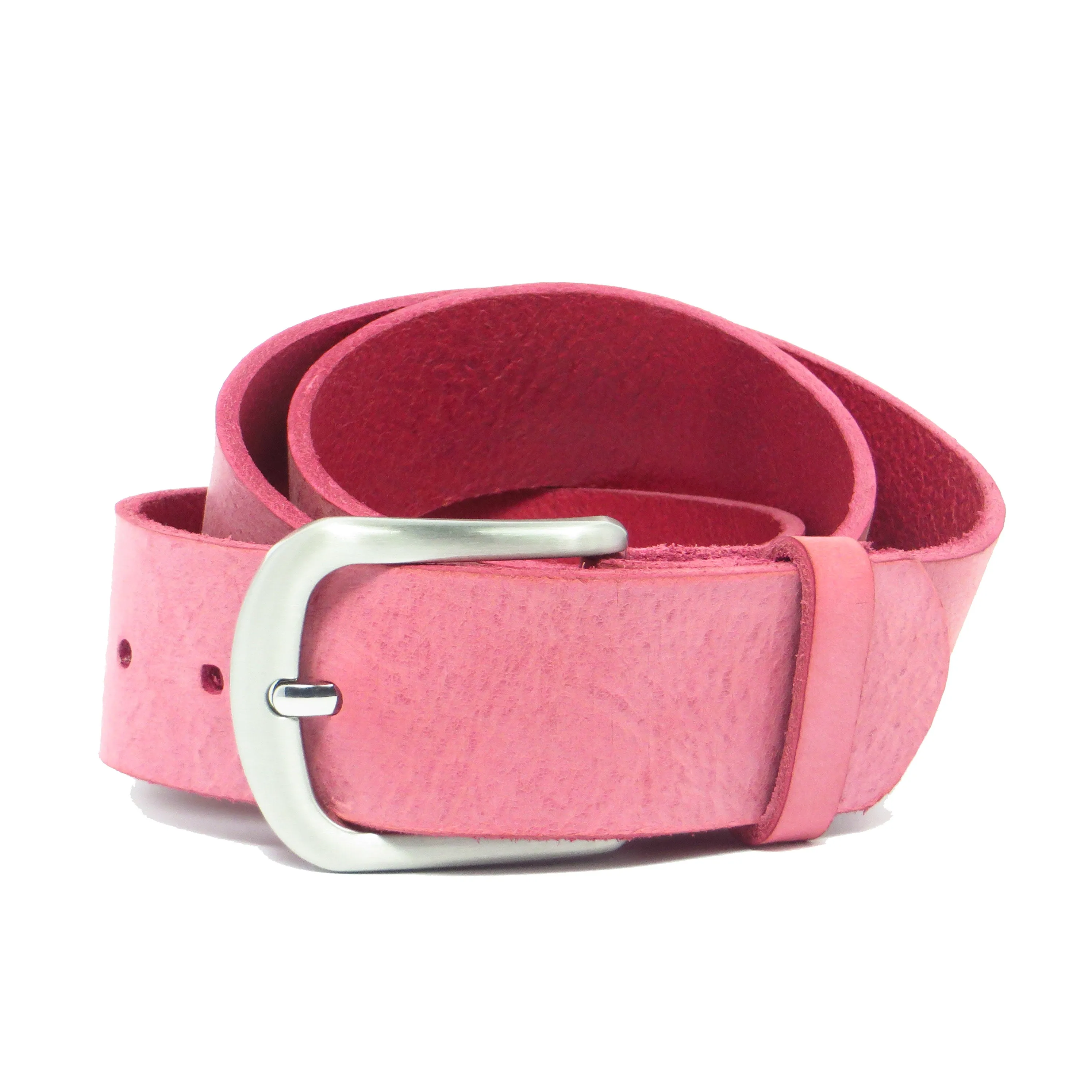 Ledergürtel 4 cm breit pink Rindsleder