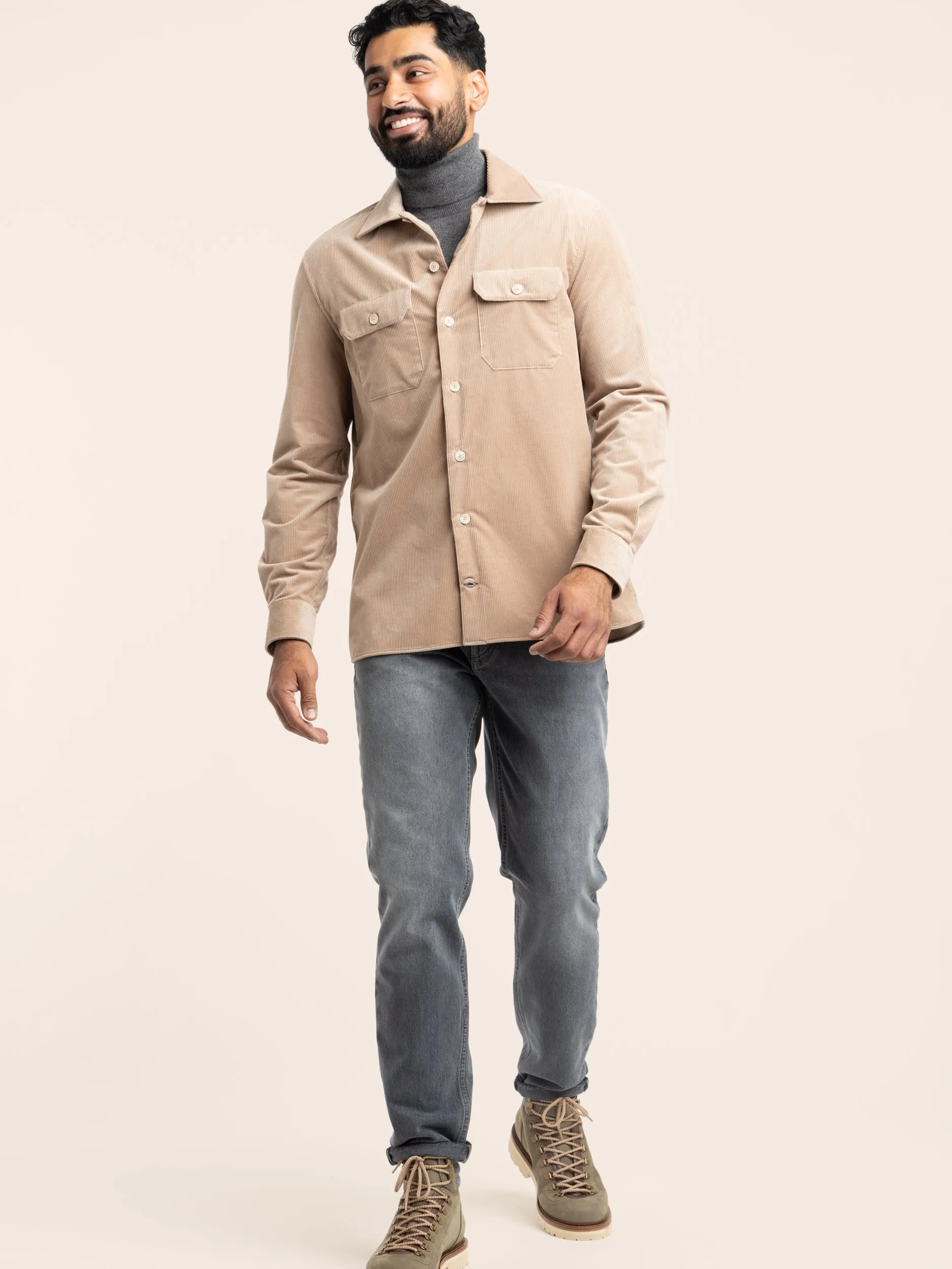 Light Brown Corduroy Overshirt