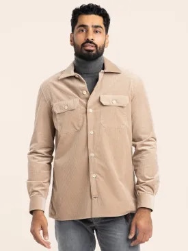 Light Brown Corduroy Overshirt