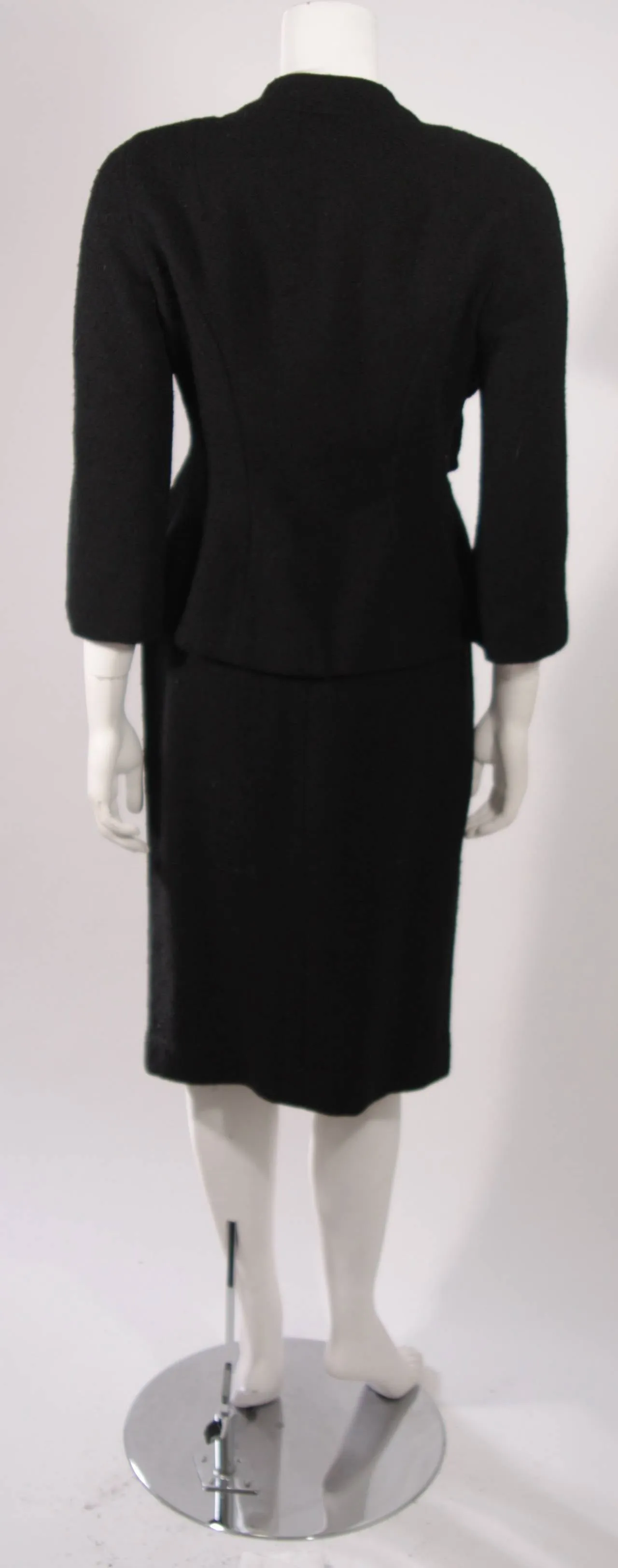 Black Wool Draped Skirt Suit by LILLI ANN San Francisco