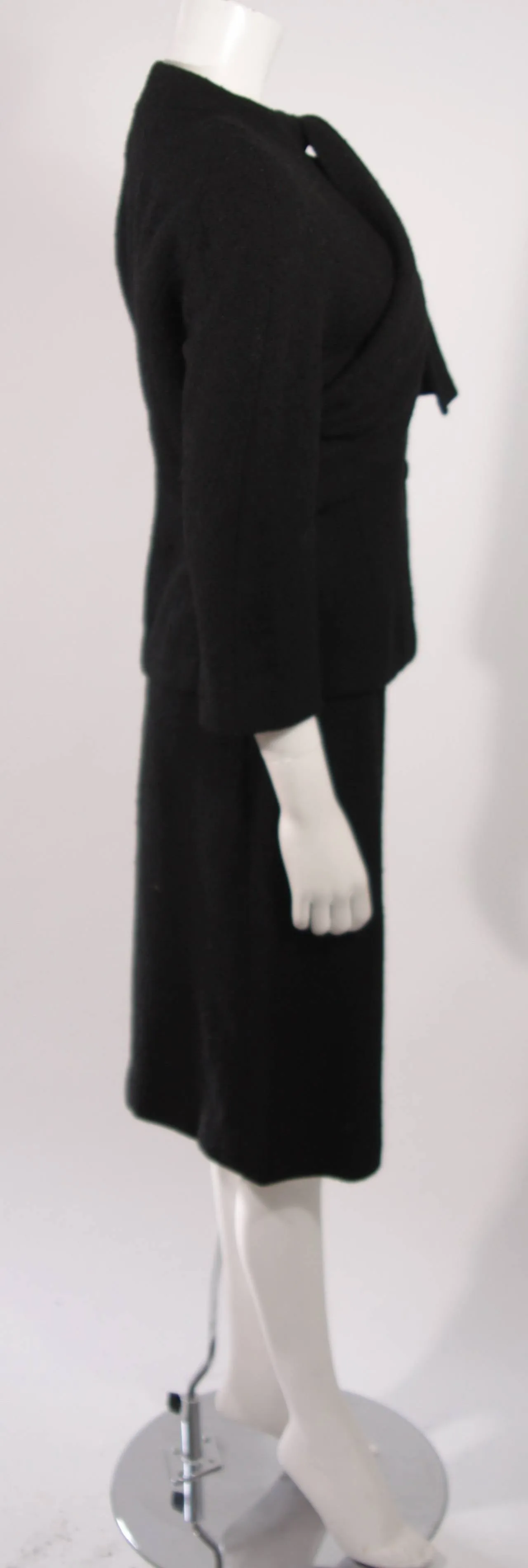 Black Wool Draped Skirt Suit by LILLI ANN San Francisco