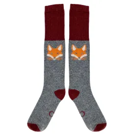 Men's Dark Grey Fox Lambswool Knee Socks