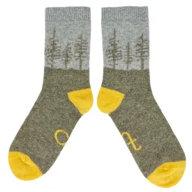 Men's Green Forest Lambswool Ankle Socks