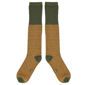 Men's Mustard Stripe Lambswool Knee Socks