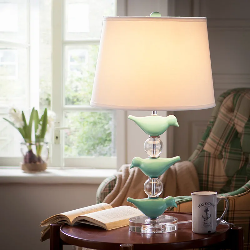 Modern Green Bird Crystal Table Lamp