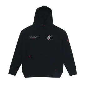 Black Waffle-Knit Performance Hoodie with Hood