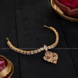 Padmini Diamond Look-Alike Closed Setting Attigai Necklace - Elegant Traditional Jewelry Piece