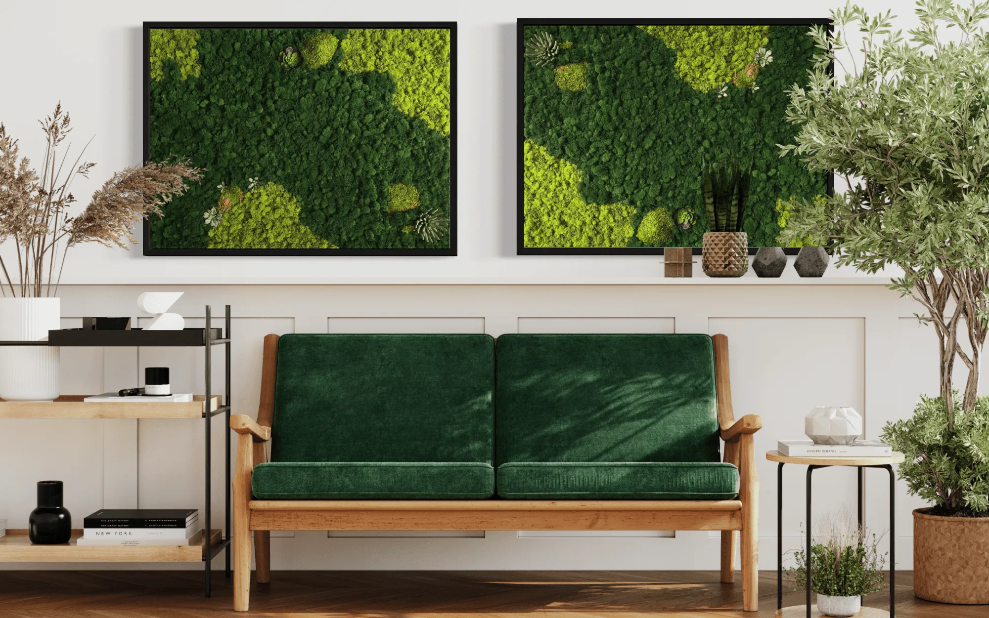 Preserved Mood and Pillow Moss Wall Art