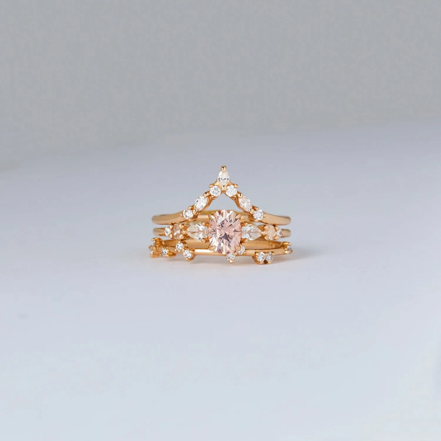 pure affection one-of-a-kind - 14k yellow gold, peach pink oval sapphire -AC