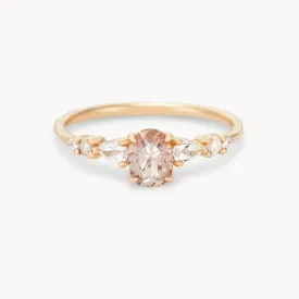 pure affection one-of-a-kind - 14k yellow gold, peach pink oval sapphire -AC