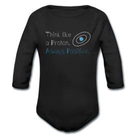 "Think like a Proton" (white) - Baby Long Sleeve One Piece