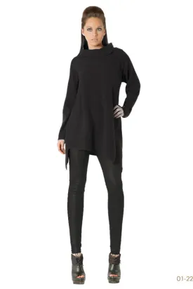 Triangle bottom Cashmere Tunic dress in Black