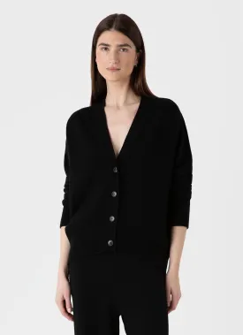 Women's Lambswool Cardigan in Black